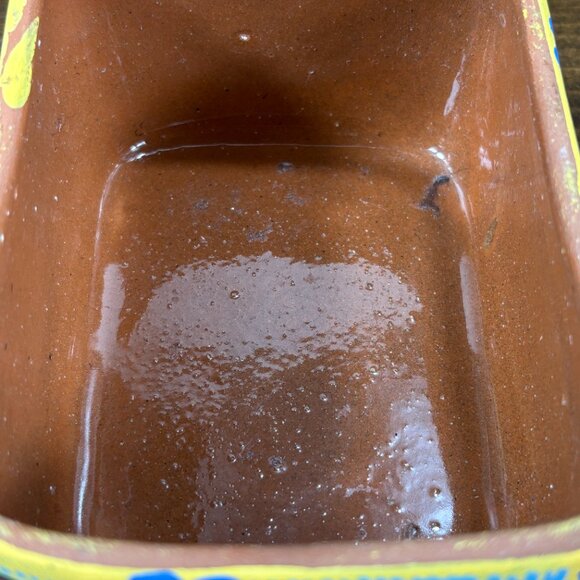 Vintage Terracotta Trinket Box Hand Painted Mexican Pottery Ceramic Keepsake Box - Picture 10 of 16